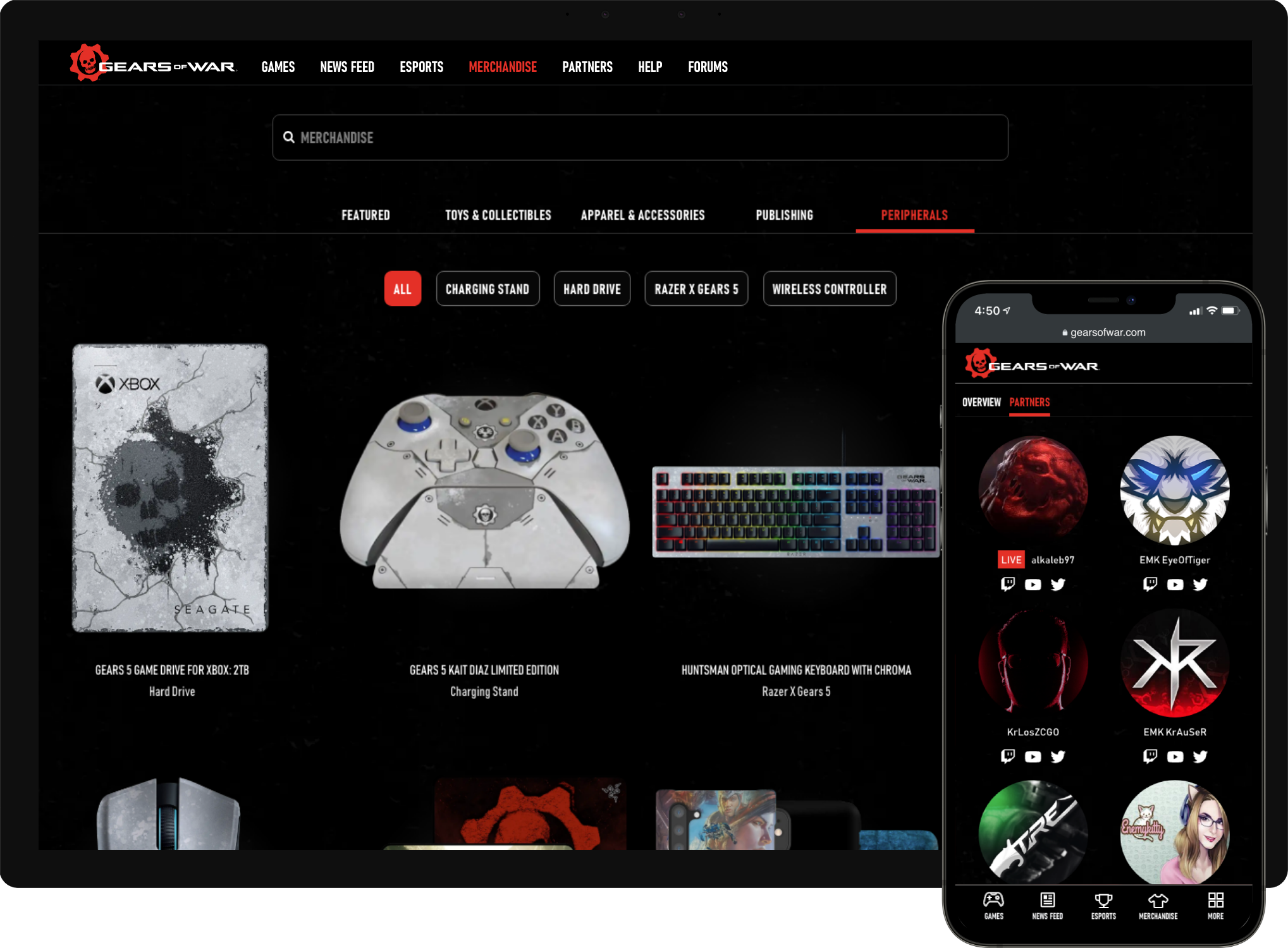 Gears of War and Gears Esports website