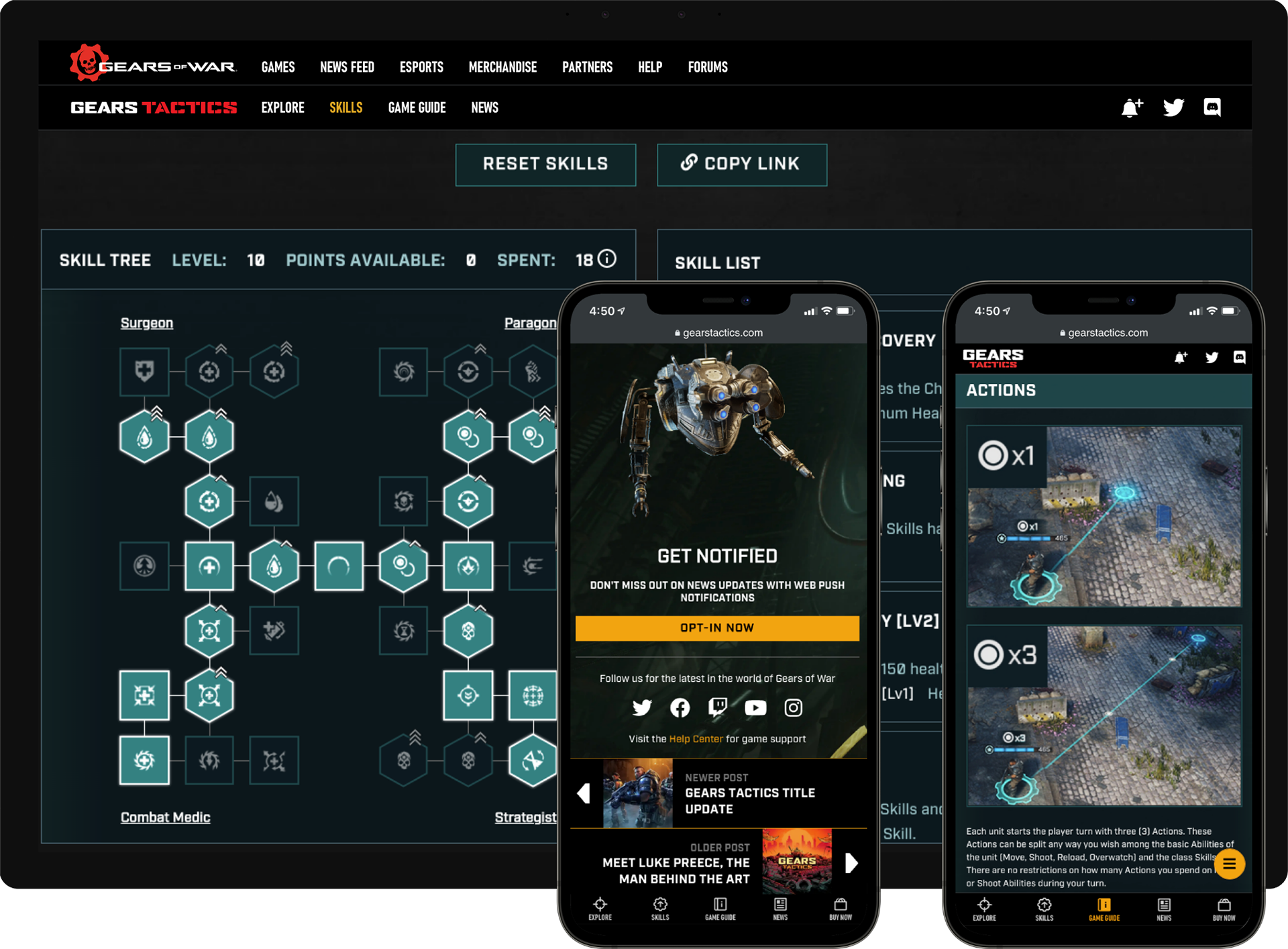 Gears Tactics Website Game Guide and Skill Planner