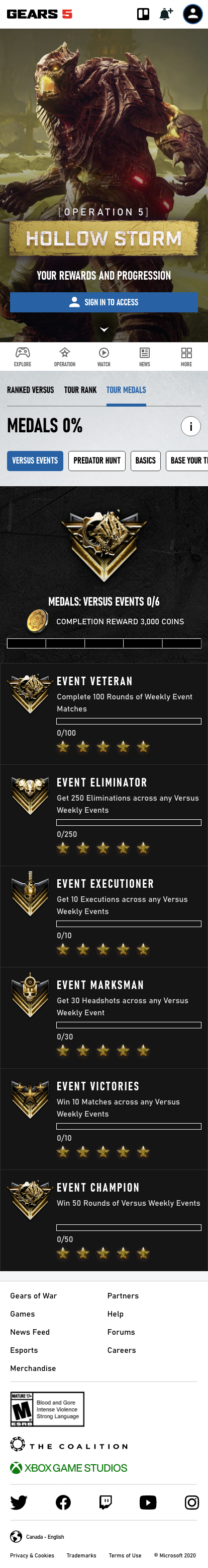 Operation 5 Tour Medals on mobile