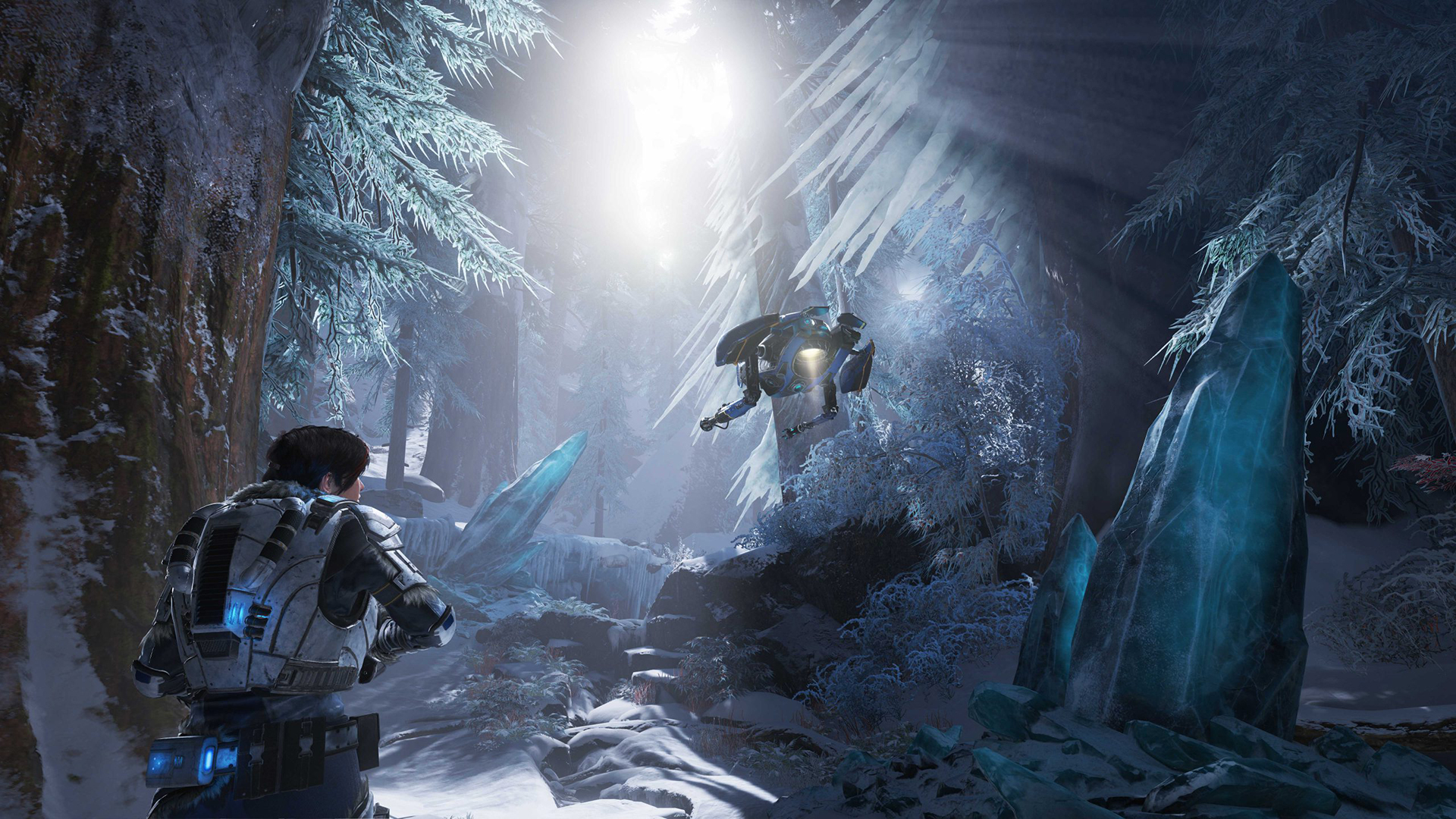 Gears 5 Kait and Jack ice forest background